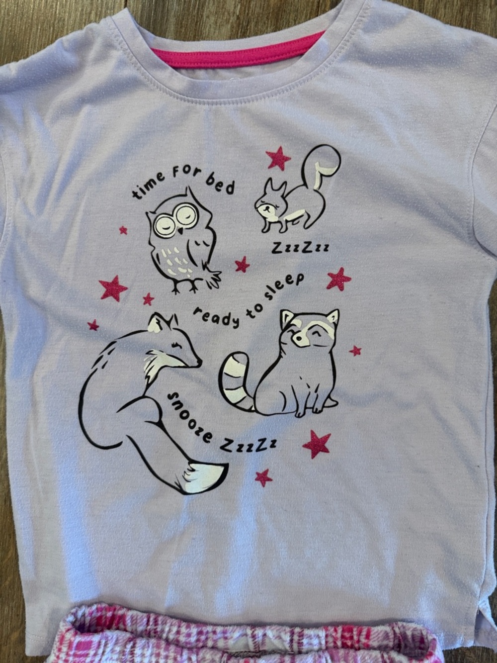 wonder nation Lavender Pajama Top with Pink Stars and Woodland Friends